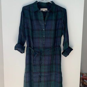 LOFT Plaid Tie Waist Shirtdress size Medium